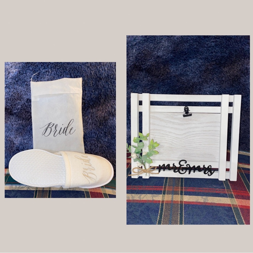 Mr & Mrs Picture Stand and Bride Slippers Bundle
